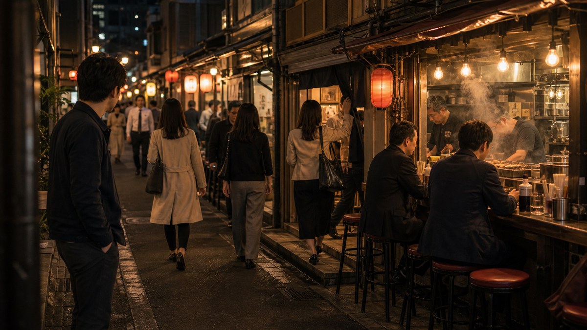 夜の亀戸、まずは横丁を一周の要点を表す画像