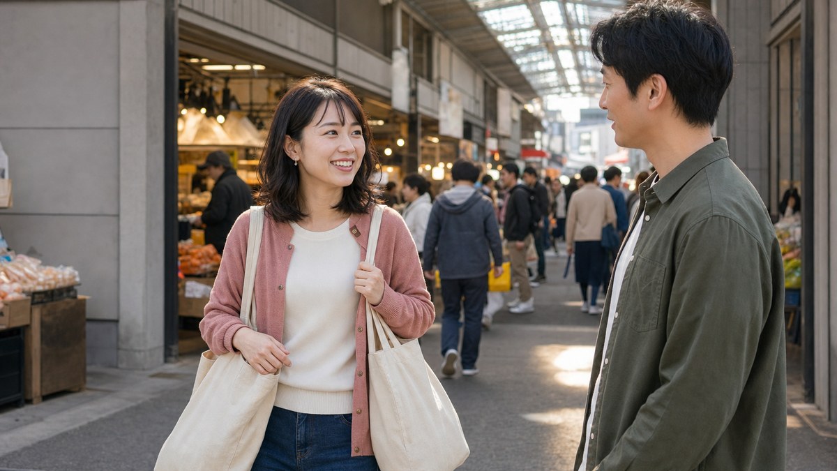 店じゃなくて、市場の買い出しに誘われたの要点を表す画像