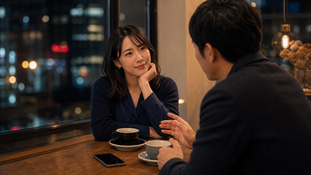 待ち合わせのカフェで、また喋らされてたの要点を表す画像