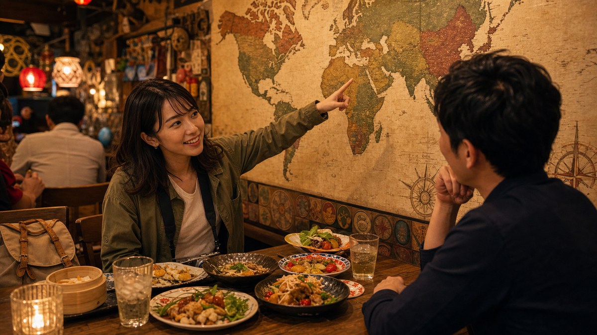 金曜の夜、世界地図みたいな居酒屋に入ったの要点を表す画像