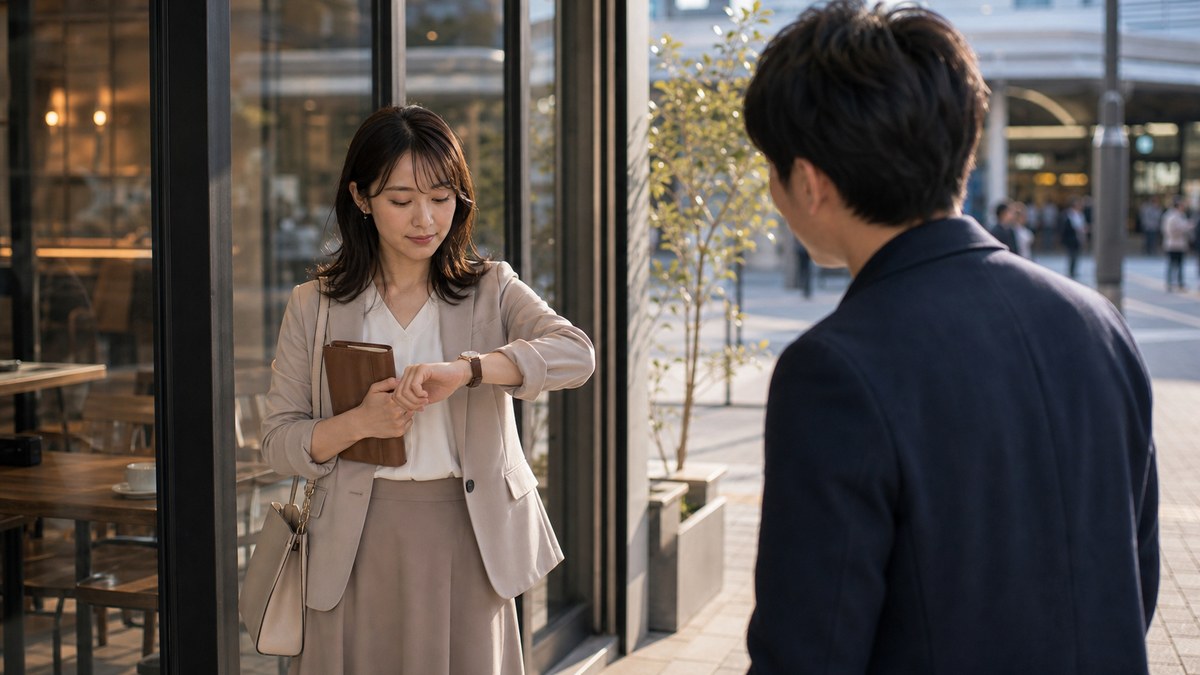 土曜の午後、待ち合わせに来たマサミは八分前に立っていたの要点を表す画像
