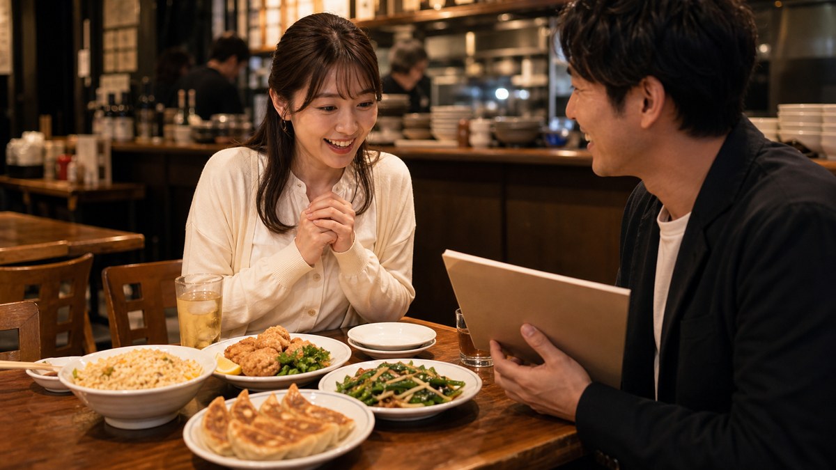 店選びを任せたら「がっつり食べられる所」を指定されたの要点を表す画像
