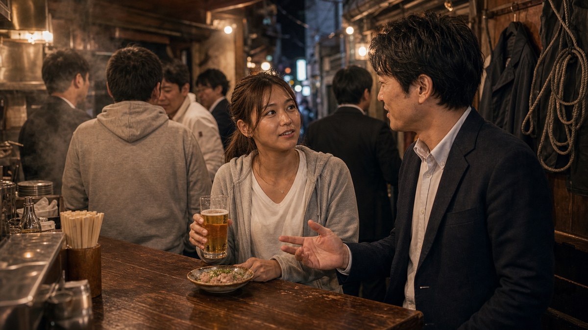 南口の飲み屋通りへ。立ち飲みのカウンターで隣になった子の要点を表す画像