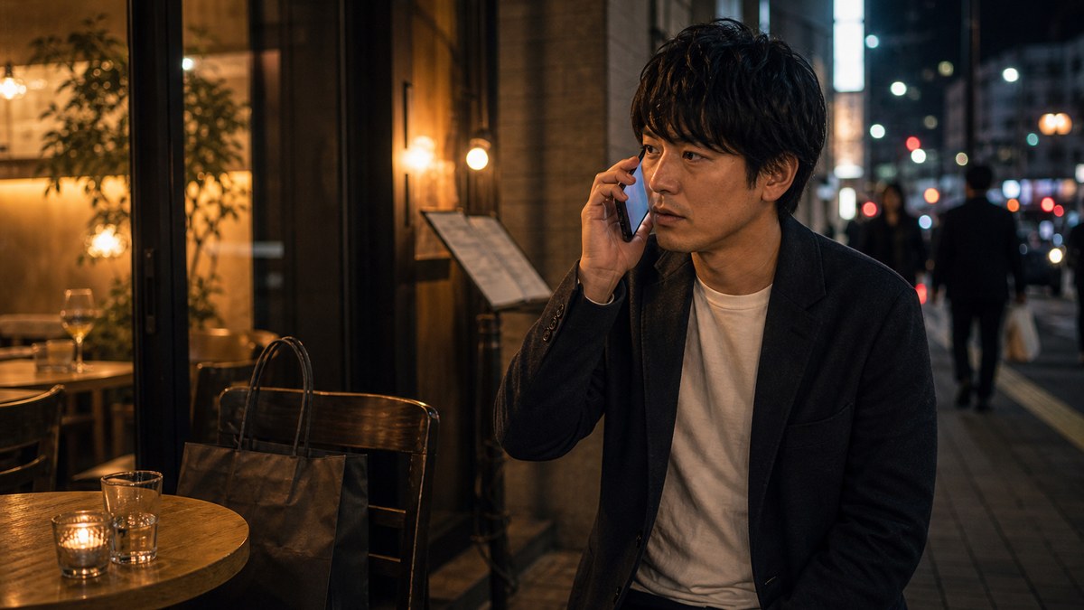 当日、待ち合わせの三十分前に電話が鳴ったの要点を表す画像
