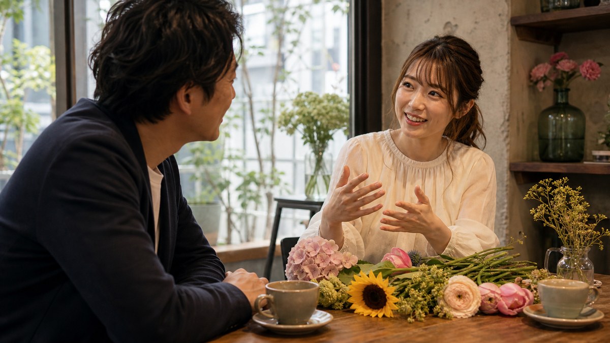 カフェで「季節の花」の話が止まらなくなったの要点を表す画像