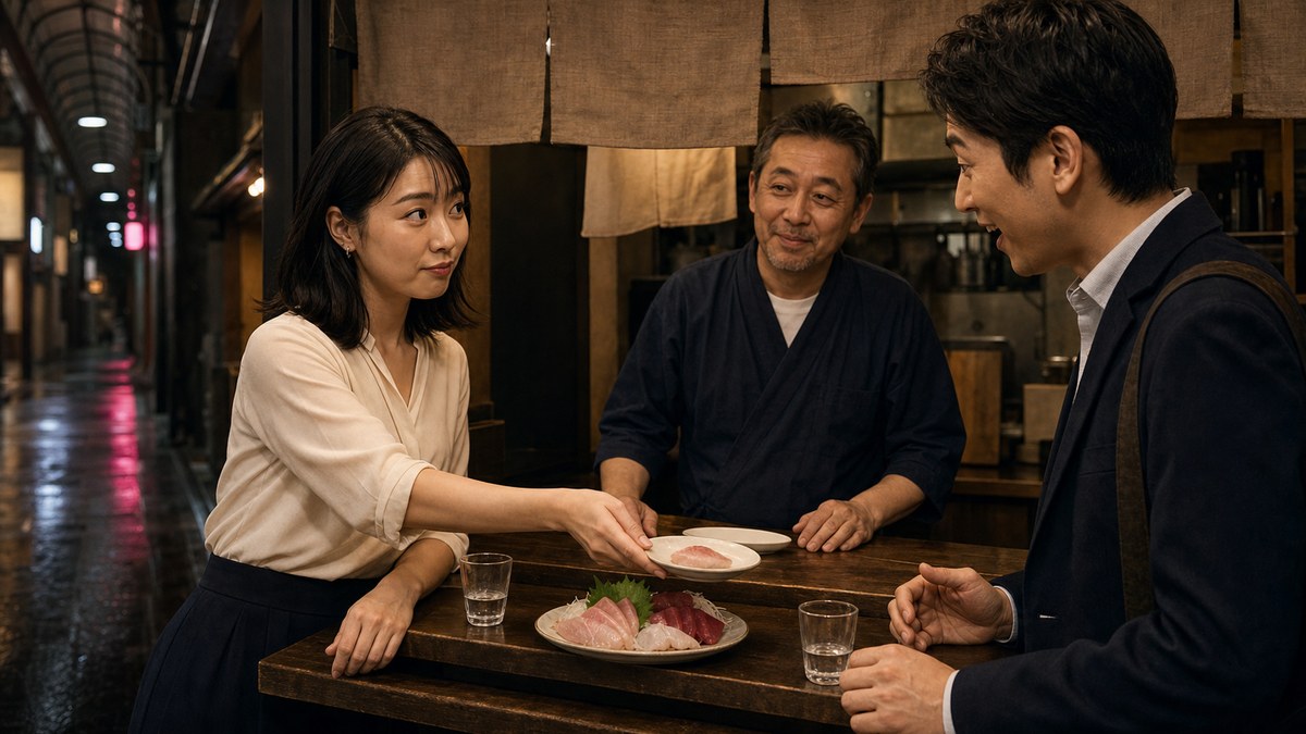 中央街の立ち飲みで隣り合う。火の国の保育士ヒナの要点を表す画像