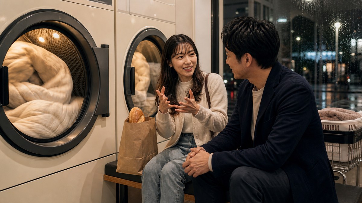 パン屋の朝の話で、急に二人ともよく喋ったの要点を表す画像