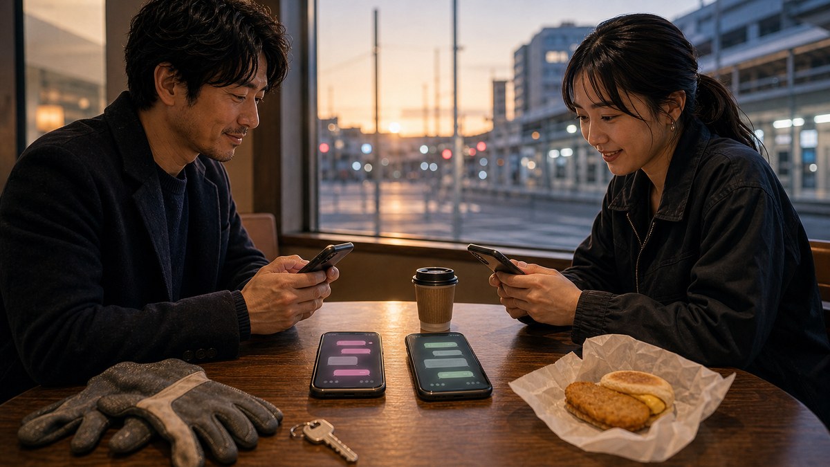 トウコとのメッセ。同じ時間に起きてる、それだけで話が早いの要点を表す画像