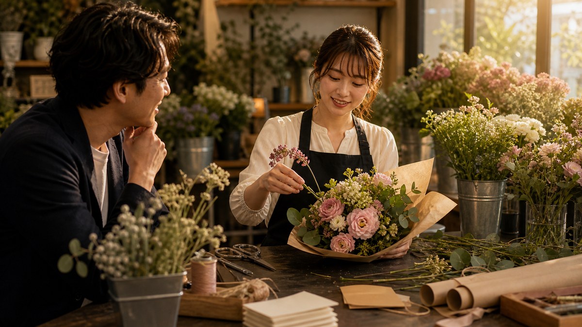 花を「組む」のは手仕事だ、って話の要点を表す画像