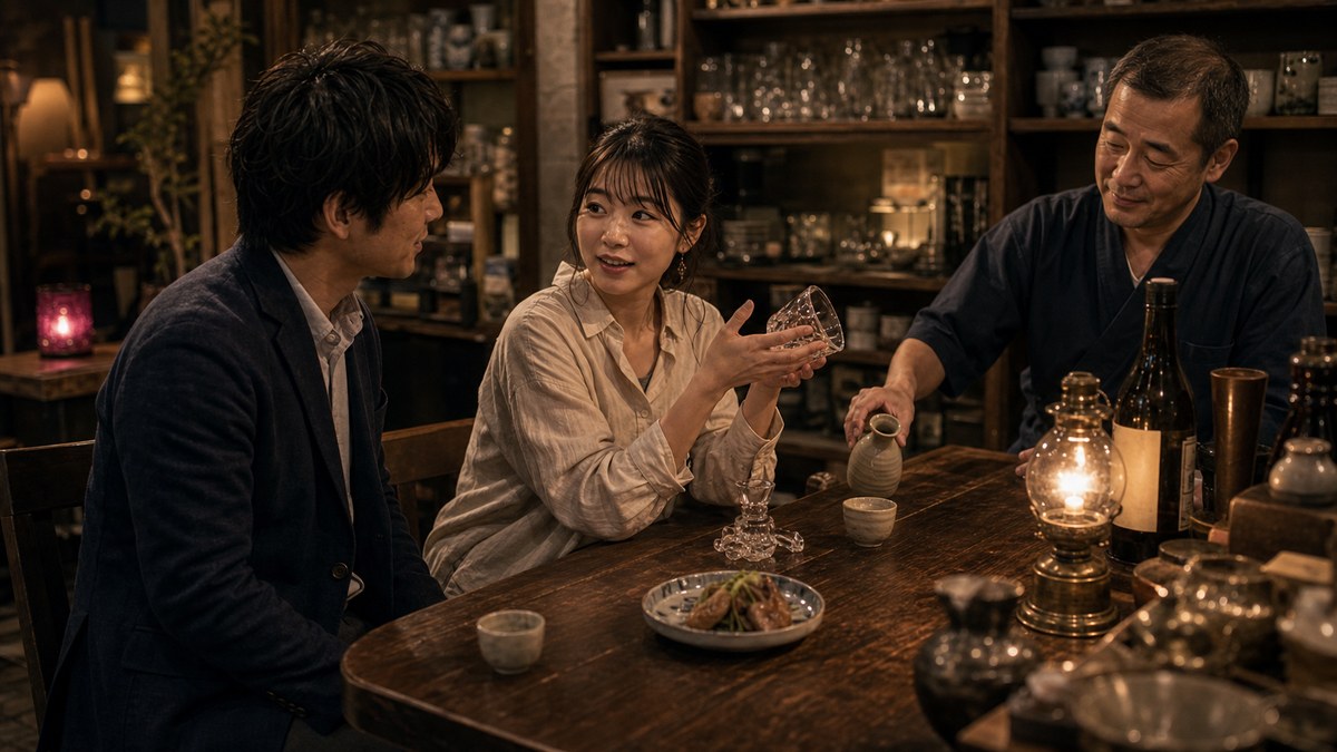 骨董通りの渋い飲み屋へ。クルミは好きな話で目が変わる子だったの要点を表す画像