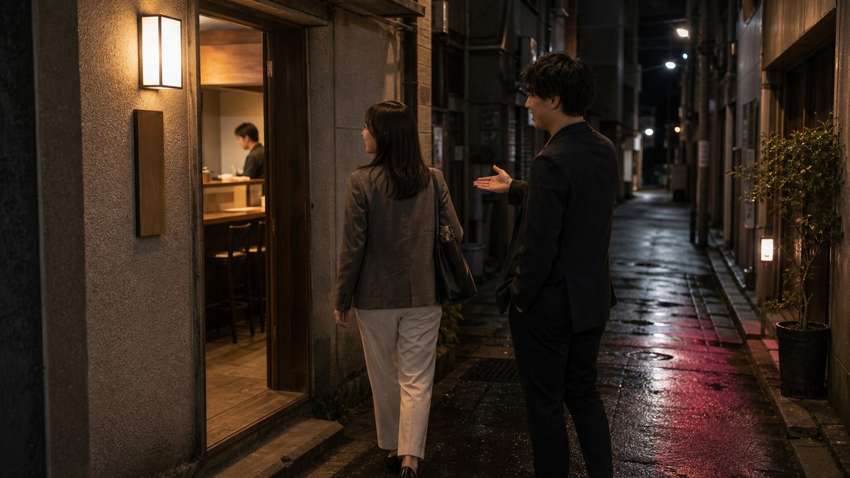 路地裏の小さいバーに、もう一軒だけの要点を表す画像