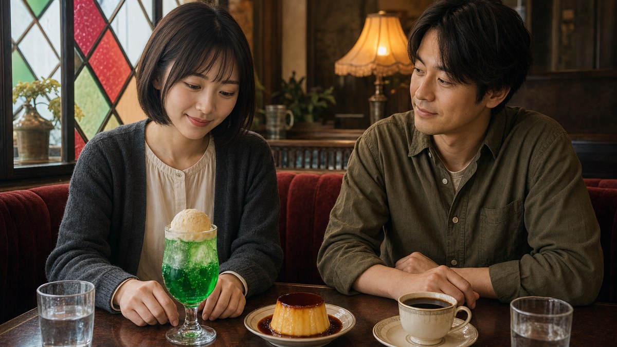 クリームソーダとプリンを前に、ユイがやわらかくなったの要点を表す画像