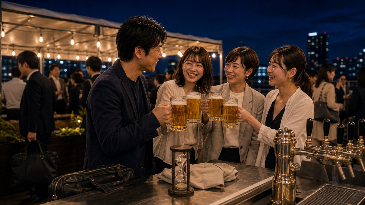 ラスト10分のアナウンスと、駆け込みのジョッキの要点を表す画像