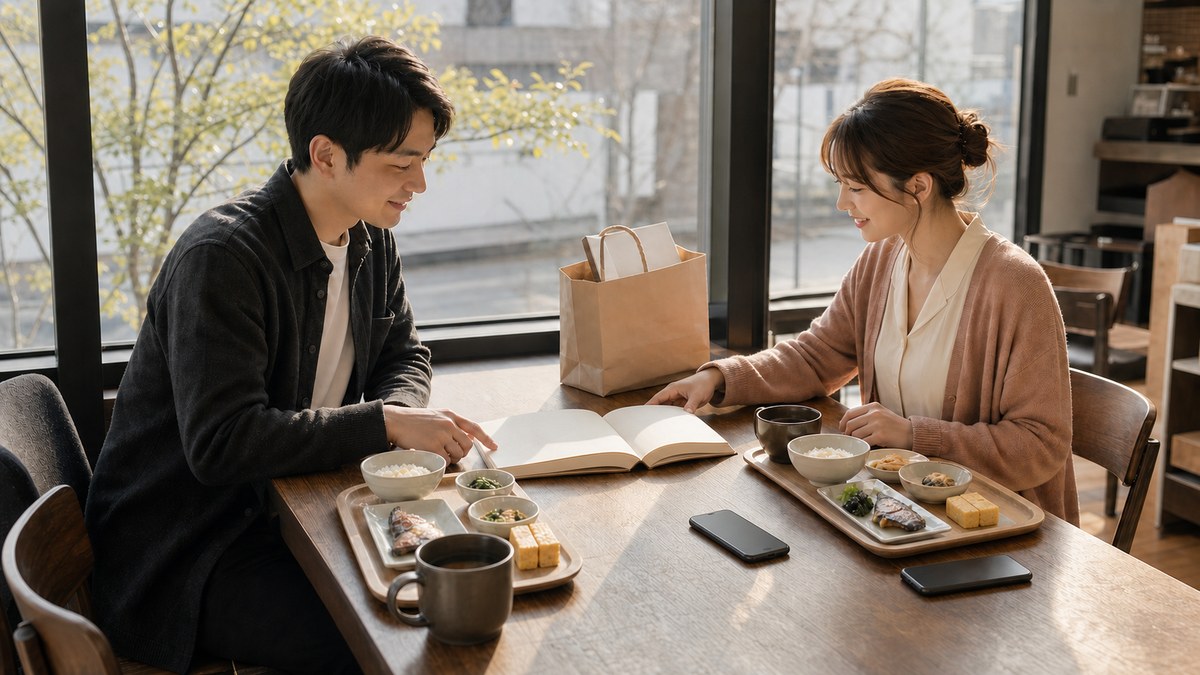 休みの日の朝、本屋からの「そのまま朝ごはん」が転機の要点を表す画像