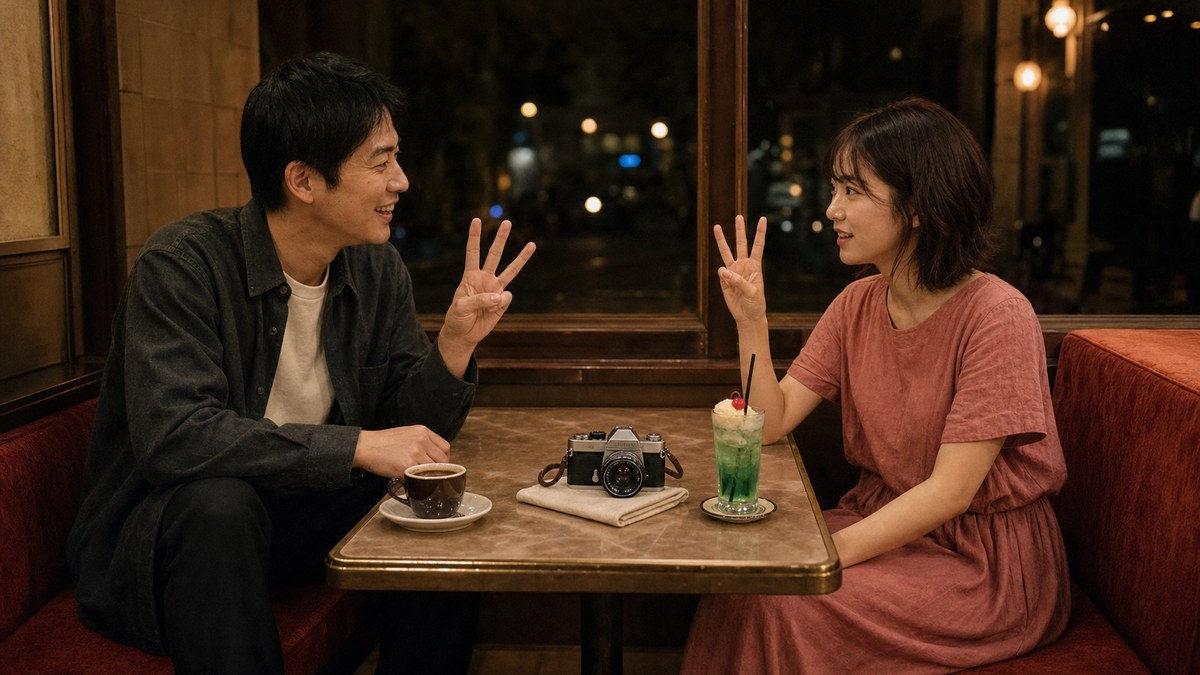 日が落ちて、古い喫茶店で「今日の答え合わせ」の要点を表す画像