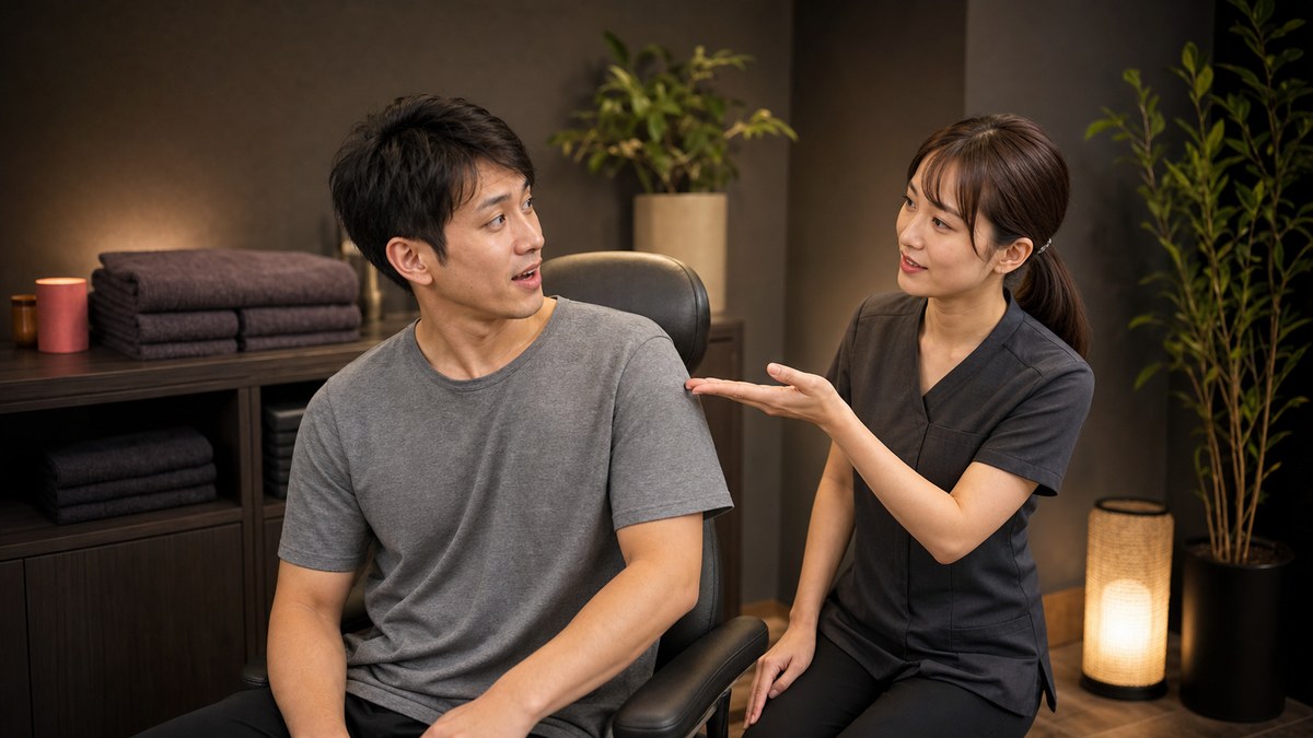 リン登場。「出張さん、背中えらいことになっとるよ」の要点を表す画像