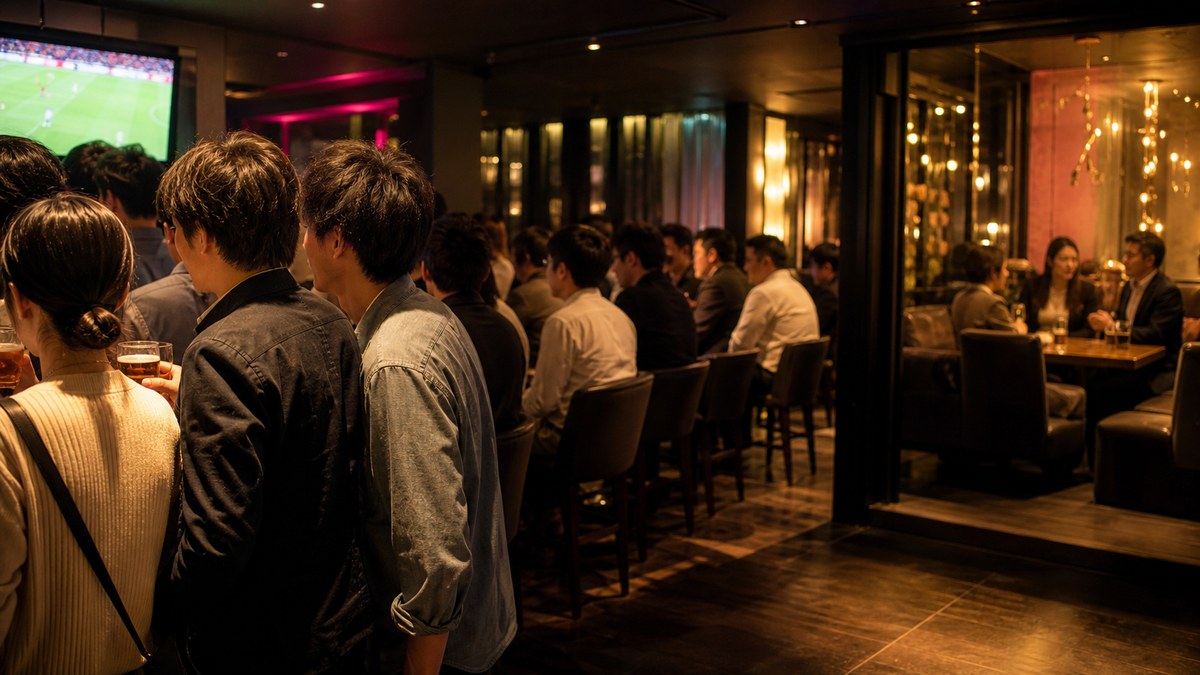 他の飲み箱と、客同士の距離はどう違うかの要点を表す画像