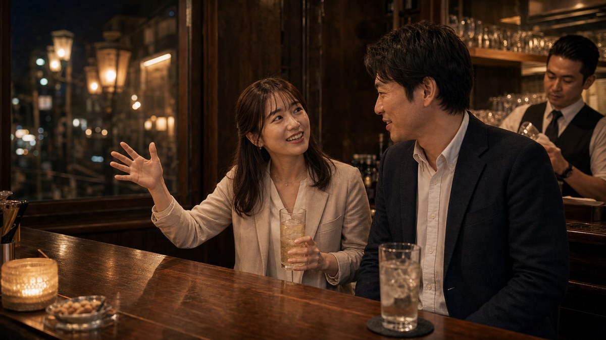 馬車道の古いバー。ハイボールと、ハマっ子の地元語りの要点を表す画像