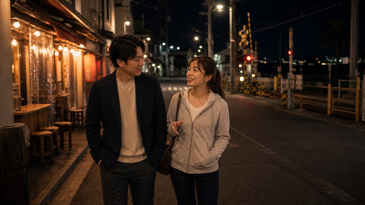 江ノ電方面まで散歩。夜の藤沢でいい雰囲気になるの要点を表す画像