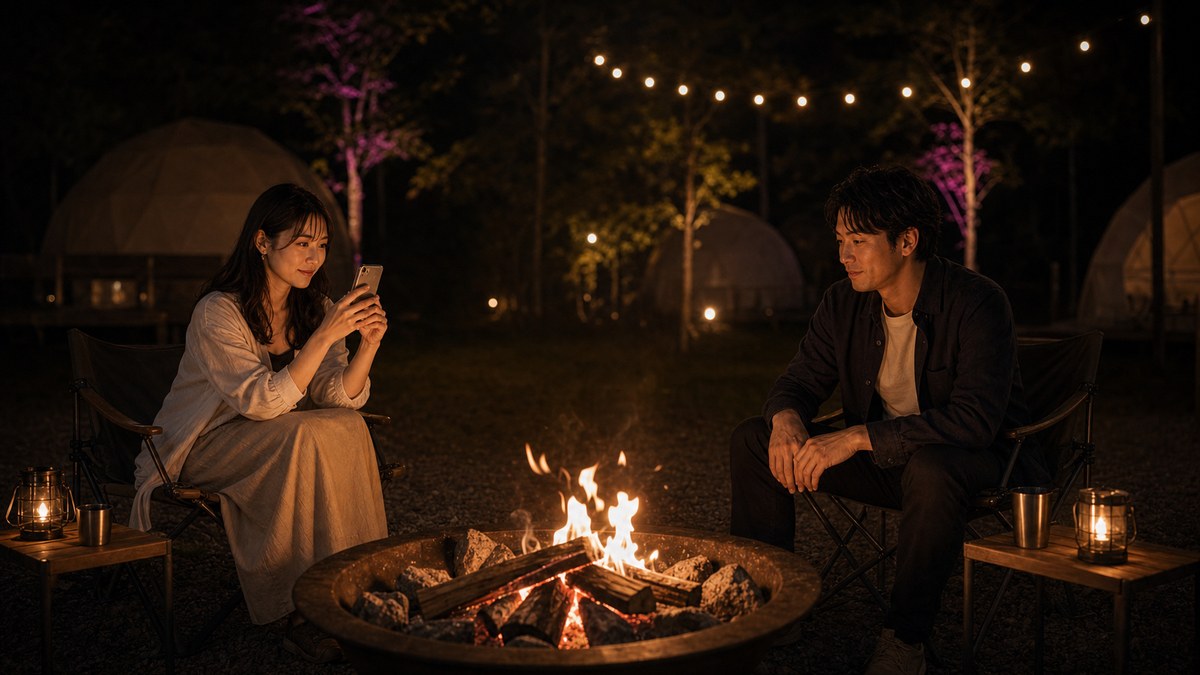 火を見ながら、二人だけの時間にの要点を表す画像