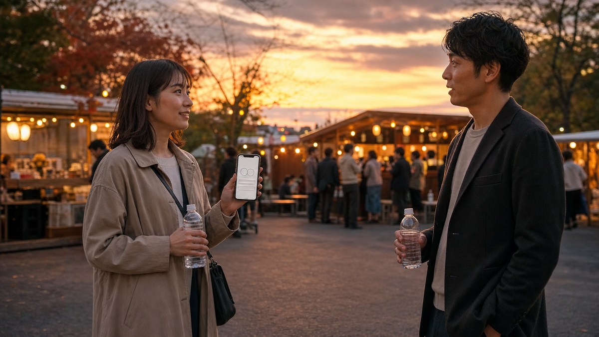 夕方、フェスの締め。連絡先は最後に、自然にの要点を表す画像