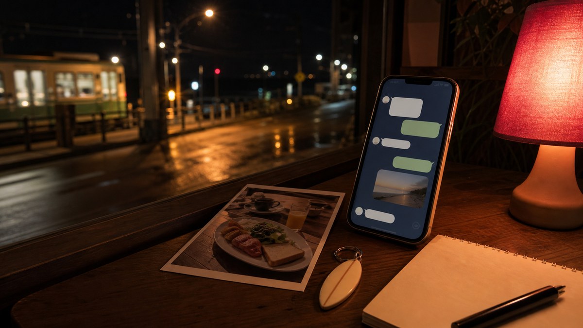 その後。ユナからのLINEと、茅ヶ崎で滑った日のことの要点を表す画像