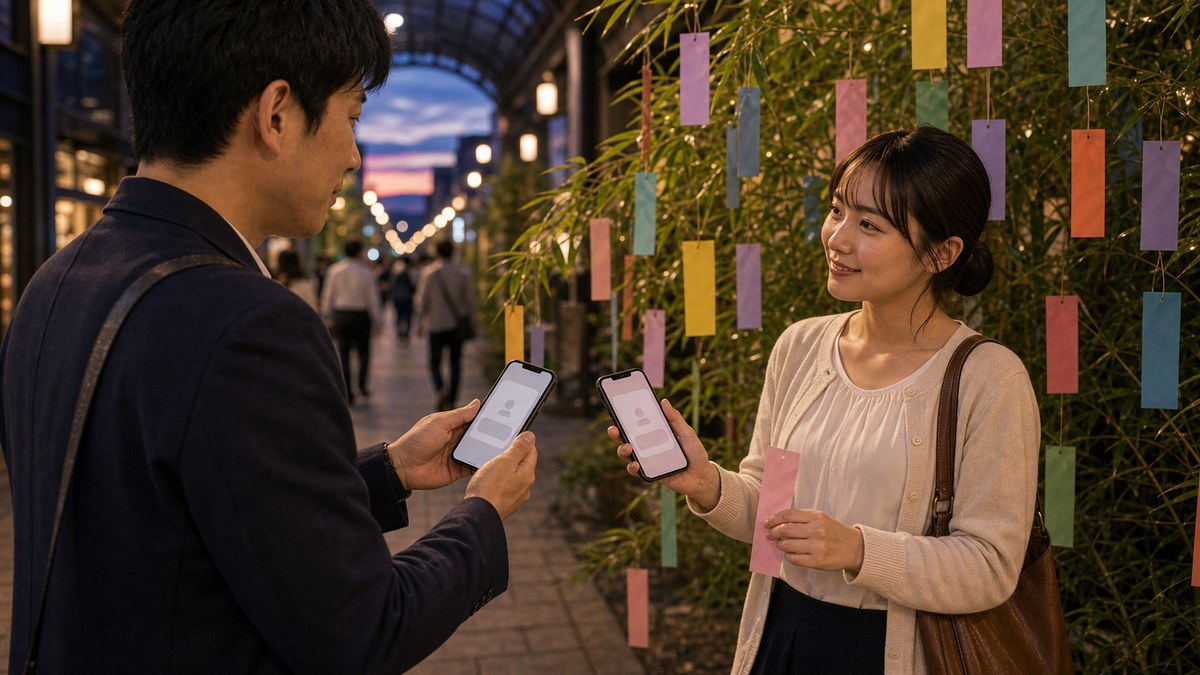 笹の下で連絡先を交換した。願い事は言わないままの要点を表す画像