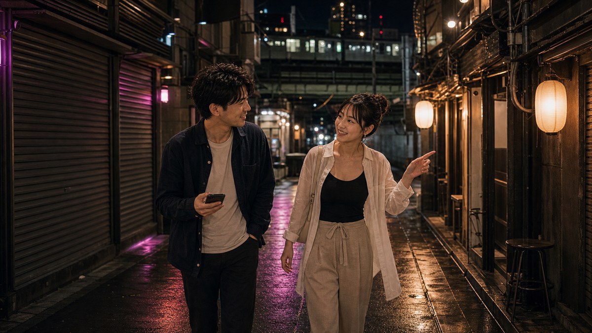いい雰囲気のまま、下町の夜は終電を過ぎたの要点を表す画像
