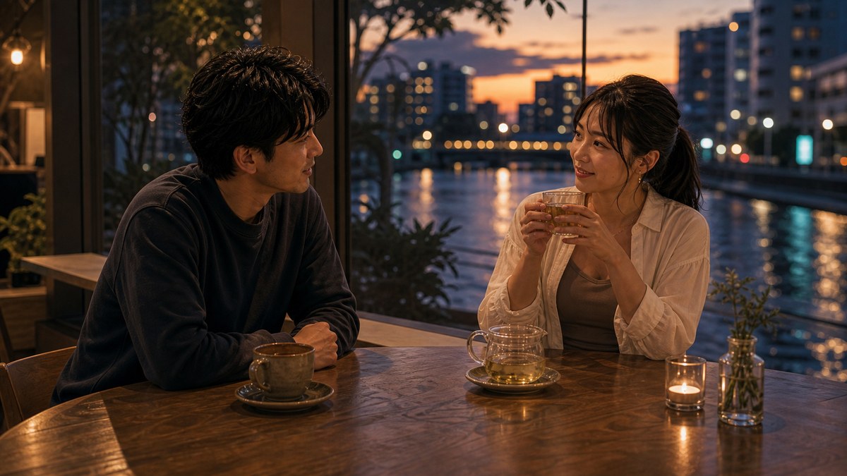 カフェで日が暮れて、解散しがたくなったの要点を表す画像