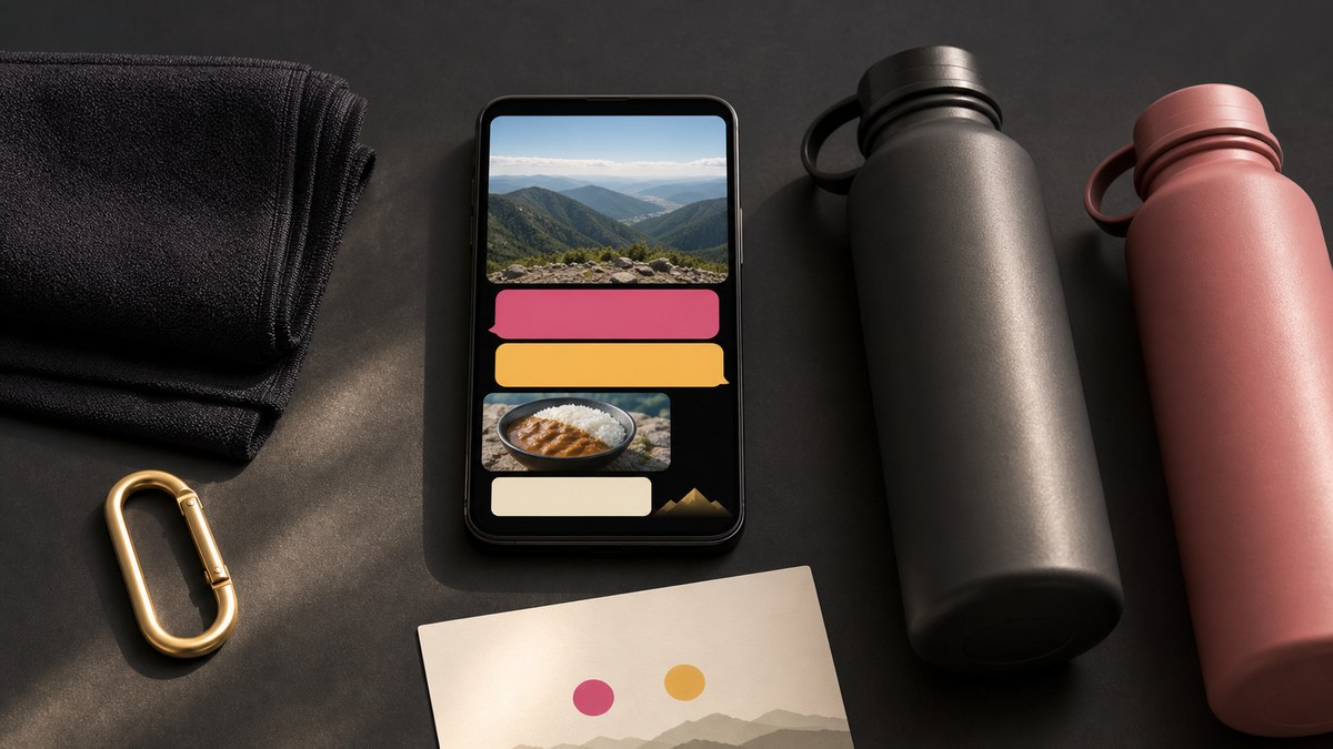 その後。ミオの連絡は、たいてい山の写真から始まるの要点を表す画像