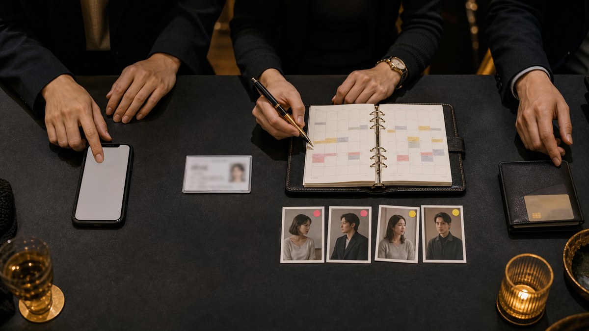 プロフィール・年齢確認・予定入力・課金判断を並べたPappy登録手順