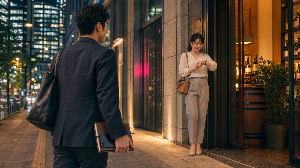 予定を確認して待ち合わせへ向かう男女。Pappyは会いに行く人向け