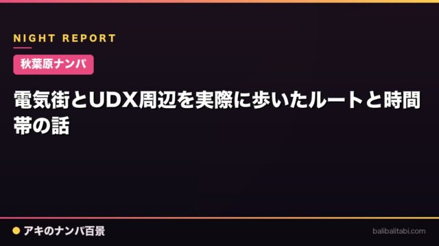 【秋葉原ナンパ】電気街とUDX周辺を実際に歩いたルートと時間帯の話