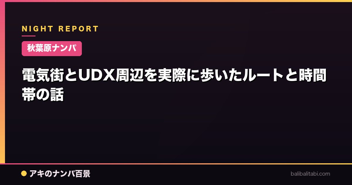 【秋葉原ナンパ】電気街とUDX周辺を実際に歩いたルートと時間帯の話