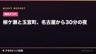 【岐阜ナンパ】柳ケ瀬と玉宮町、名古屋から30分の夜