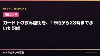 【神田ナンパ】ガード下の飲み屋街を、19時から23時まで歩いた記録