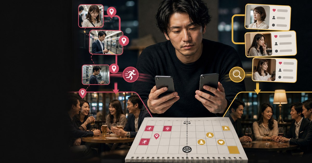 平日のテンポ重視と週末の選び込みで、ワクワクメールとPCMAXを使い分ける男性