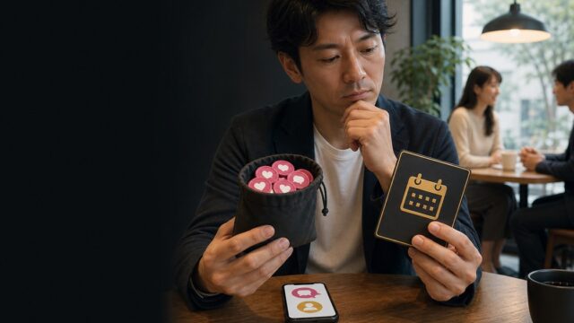 メッセージごとのポイント制と月額定額制を利用頻度で比べる男性