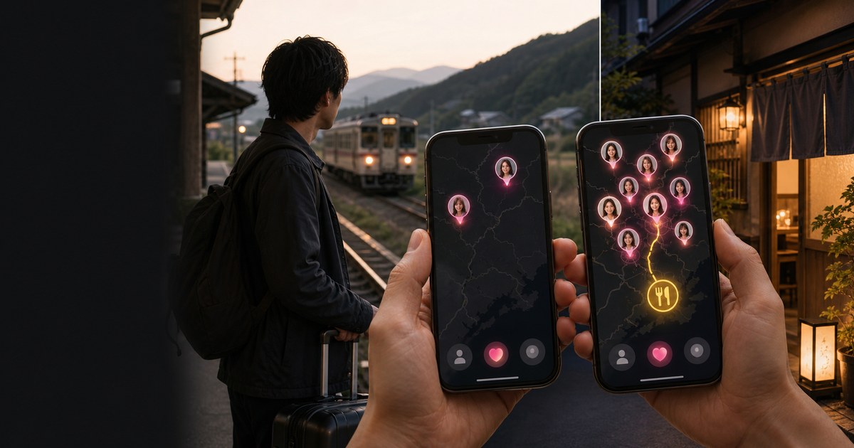 地方の地図で会員数を実測し、人がいる出会い系だけを残す旅行者