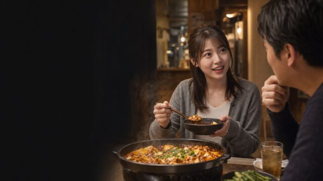 隣駅の居酒屋で激辛麻婆豆腐を前に話し始める25歳ユズハ