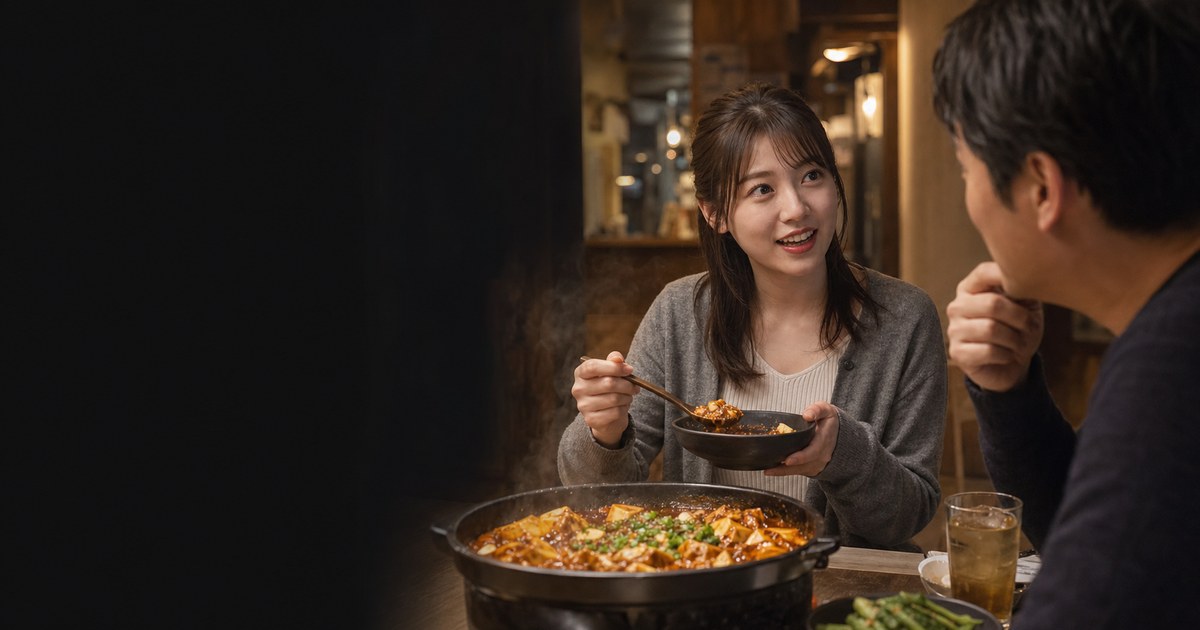 隣駅の居酒屋で激辛麻婆豆腐を前に話し始める25歳ユズハ