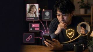 深夜に短縮URLを押す寸前で、プロフィールの違和感に気づいて止まる男性