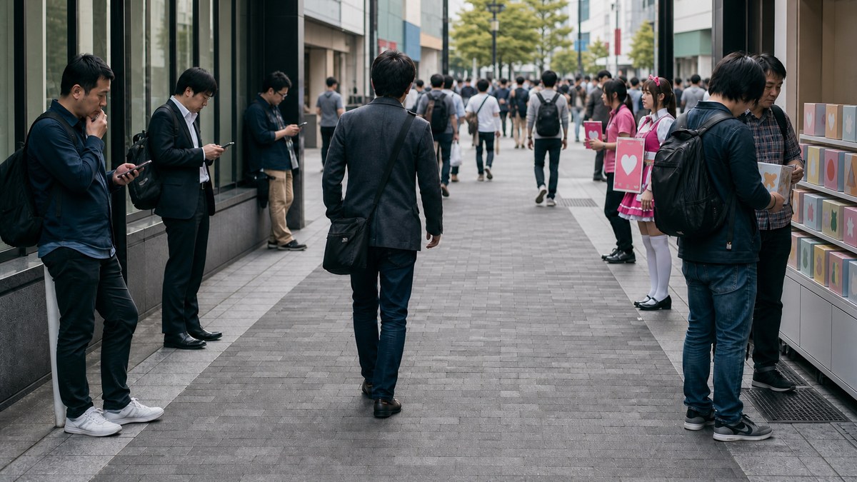 歩く人を追わず、広場で待つ人と展示前で回遊する大人だけを見る秋葉原