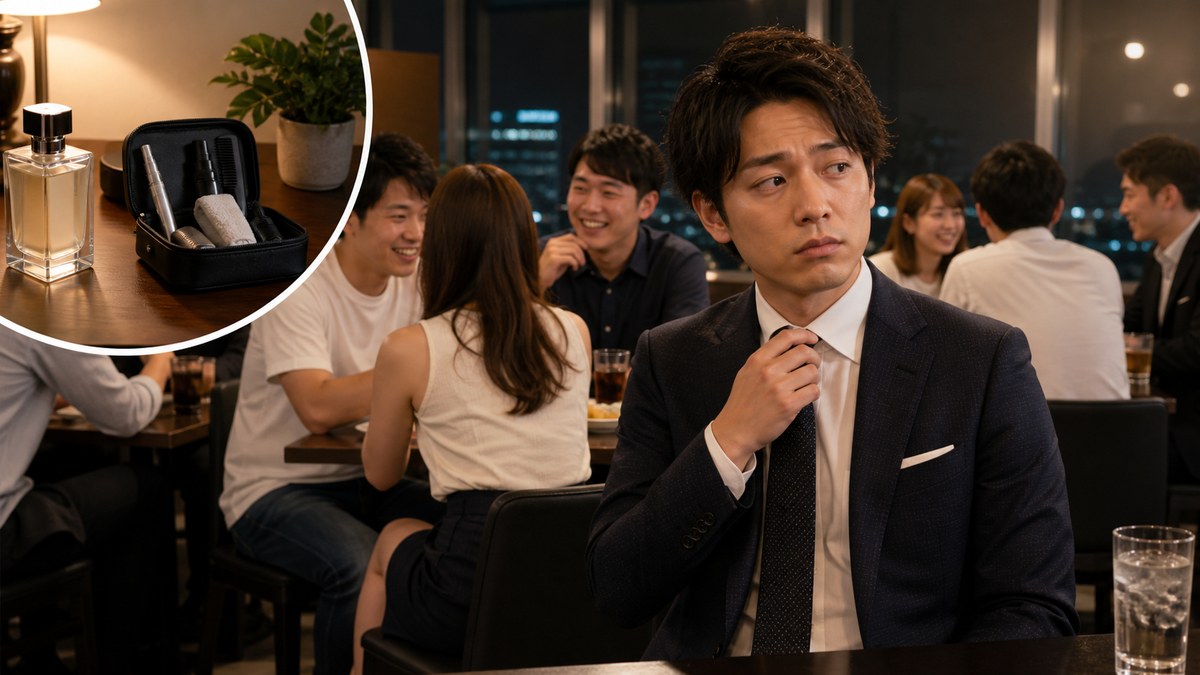 気合いを入れすぎて浮く男性と、清潔な普段着や仕事帰りスーツの服装比較
