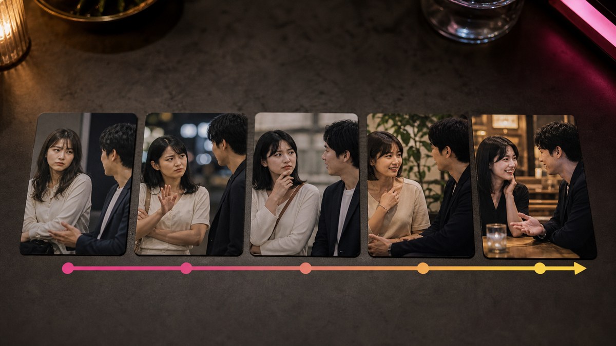 5つの第一声で足の止まり方と会話の続きやすさを見比べるカード
