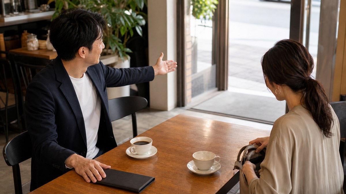 二杯目の途中で伝票入れを自分側へ寄せ解散を切り出す成人男性