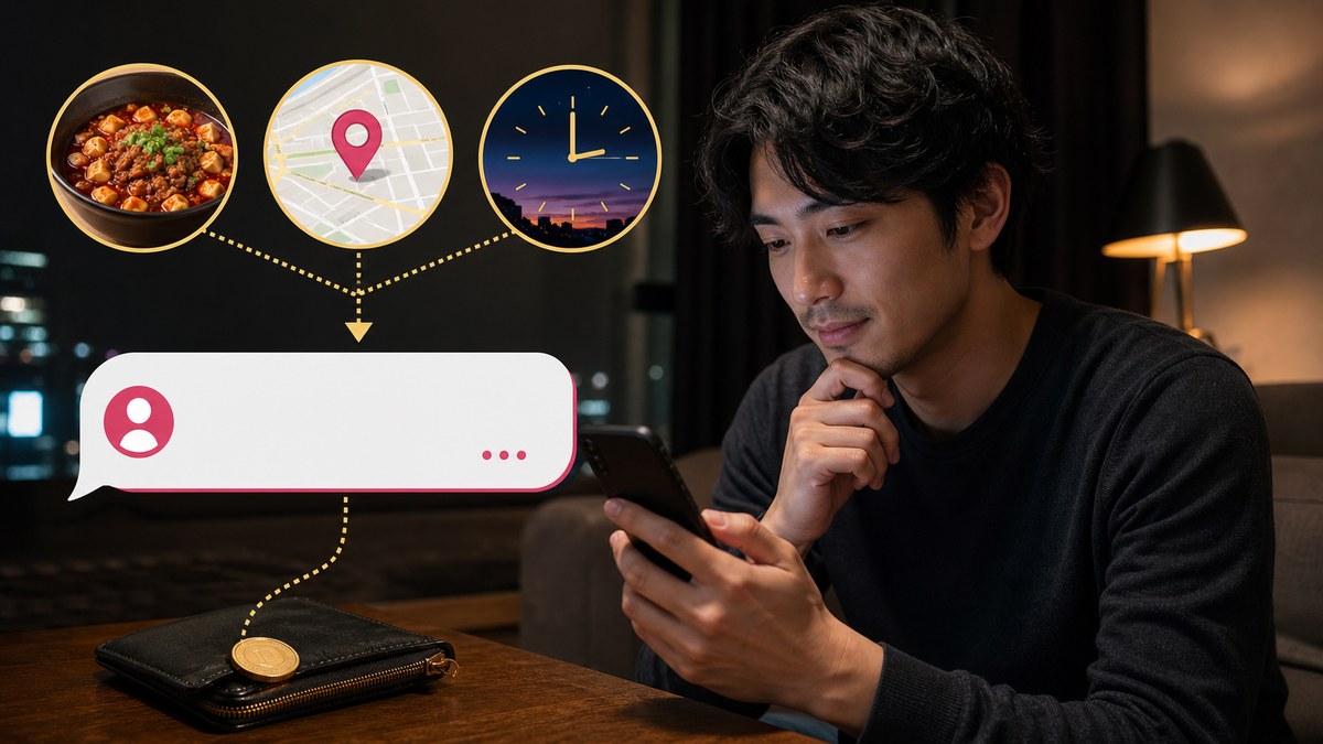 辛い物・場所・時間を拾い、その募集だけに通じる一通目を返す手元