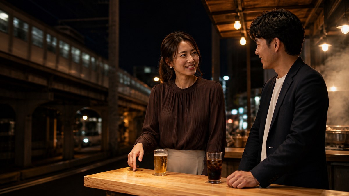 ミサトの話。立ち飲みで隣になった一時間の要点を表す画像
