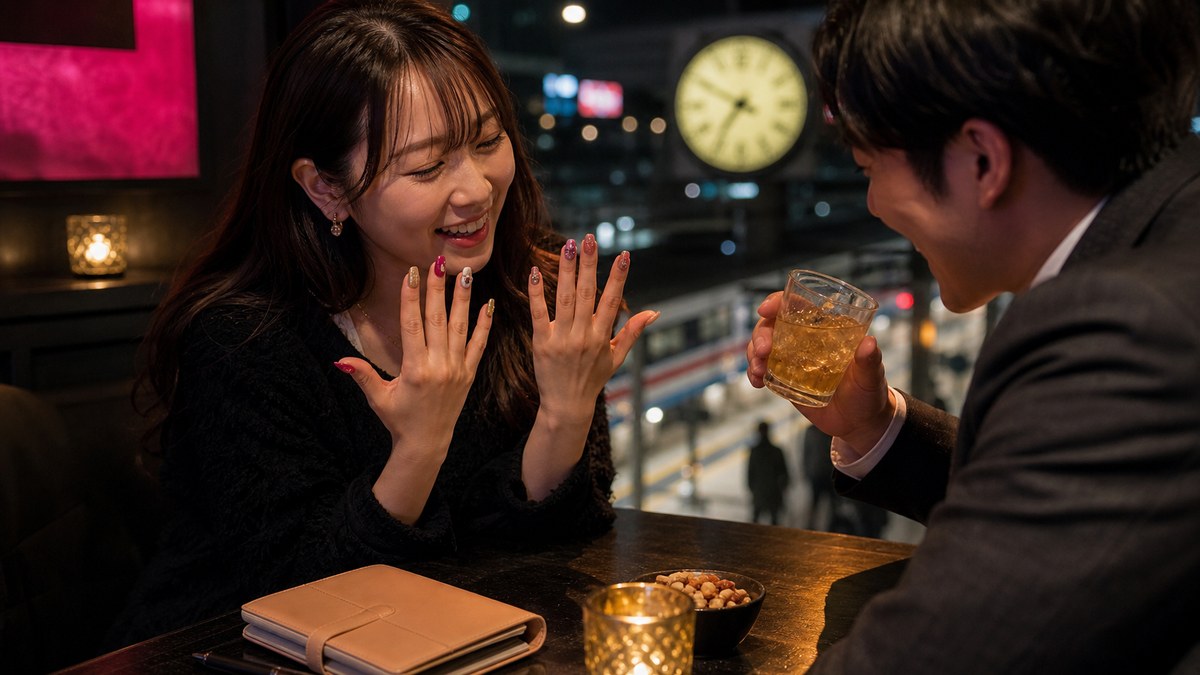 水曜の掲示板から会い、渋谷のバルでネイルの話をする24歳コトネ