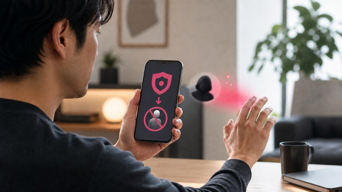 怪しいアカウントを通報してからブロックし、利用環境を守るスマホ操作